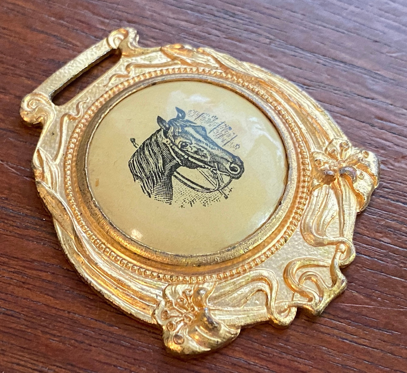Antique Vintage Whitehead & Hoag Co Horse Equestrian Fob Pendant Celluloid
