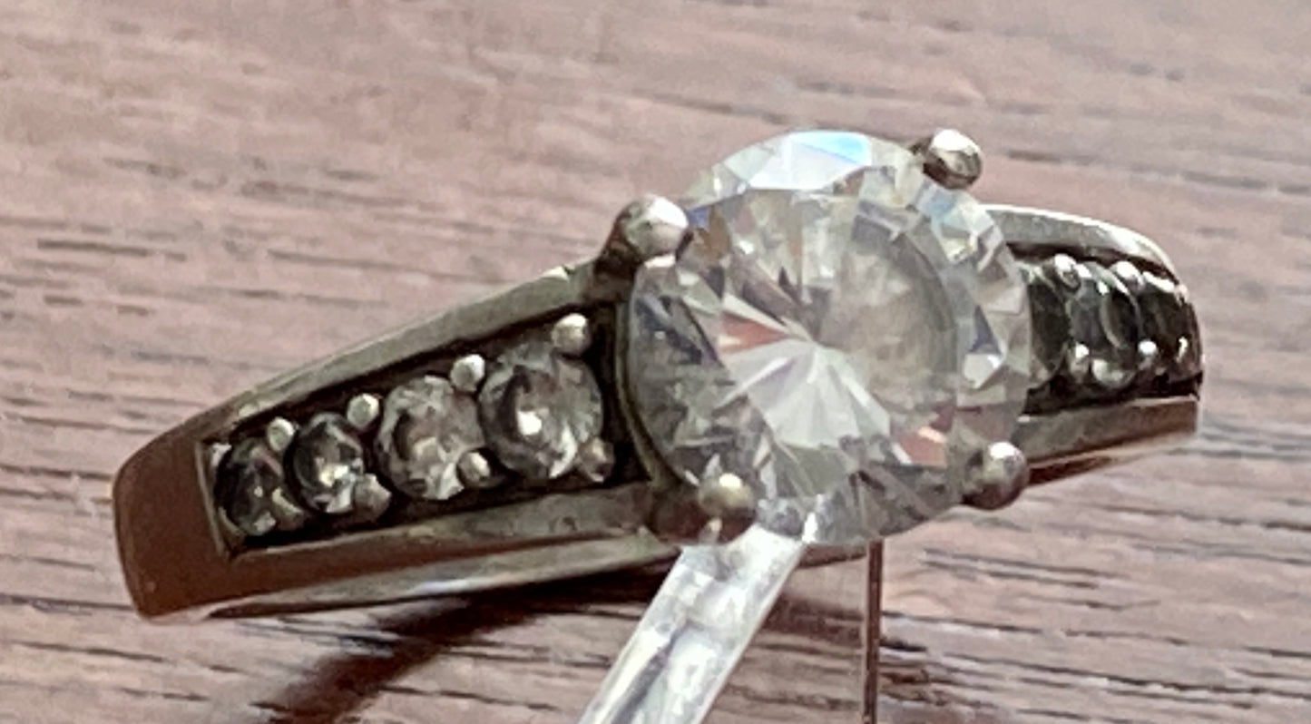Sterling Silver 925 CZ Engagement Ring Sz 9