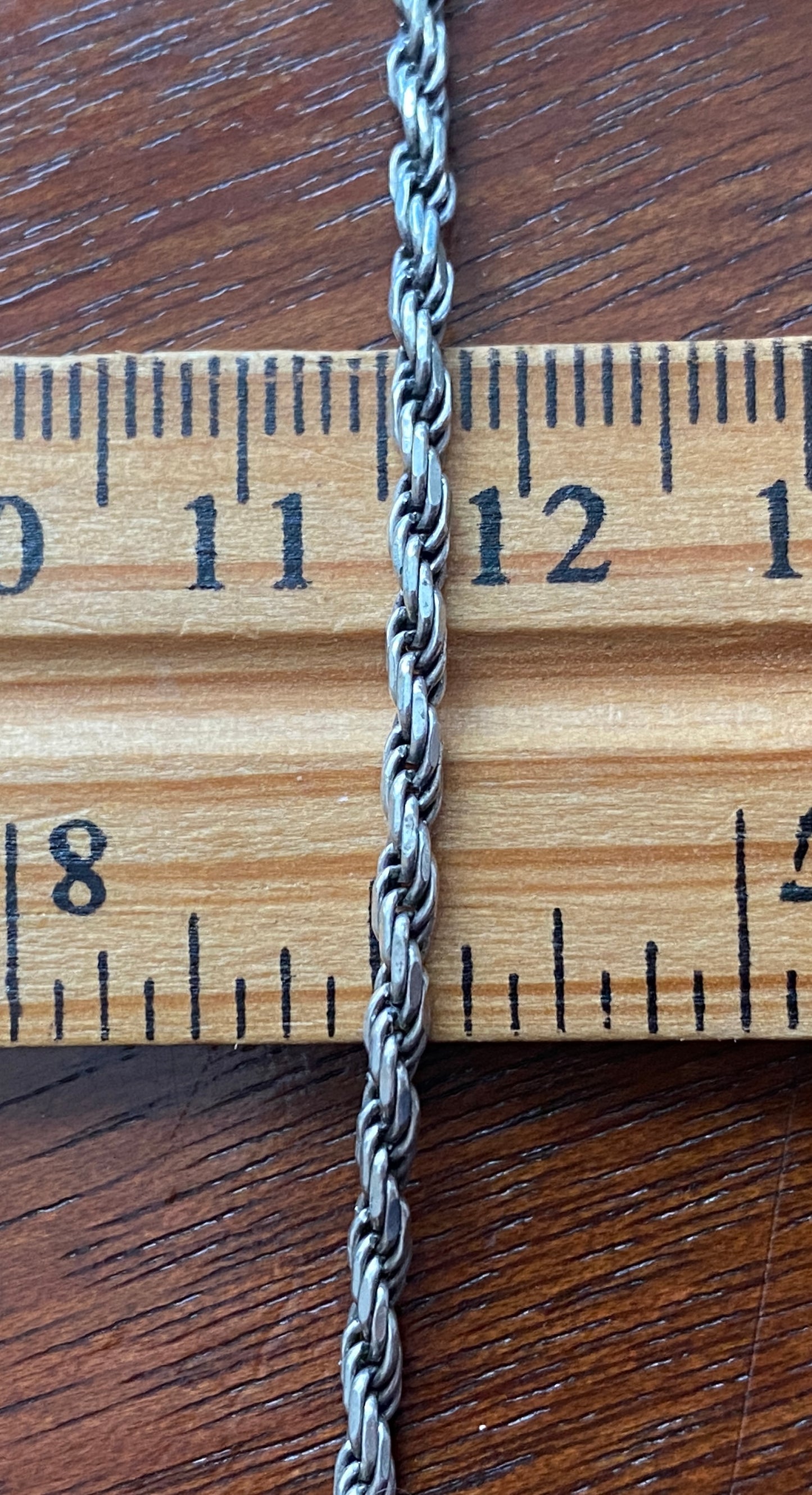 Sterling Silver 925 Rope Twist Chain 2mm x 7.25" Long