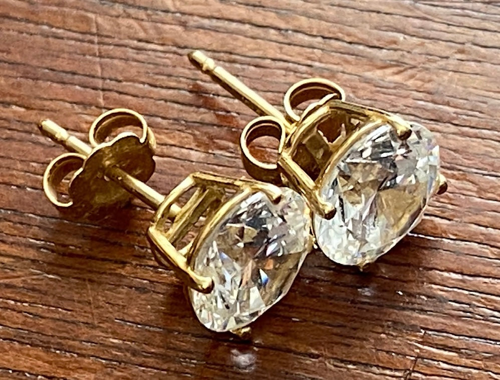 14k Yellow Gold Basket Setting 2.5ctw CZ Stud Earrings