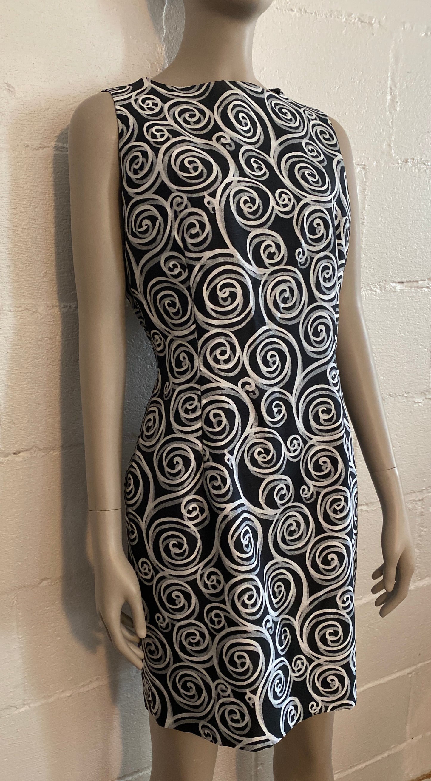 Retro David Warren Geometric Mod Pattern Sheath Dress Sz 8