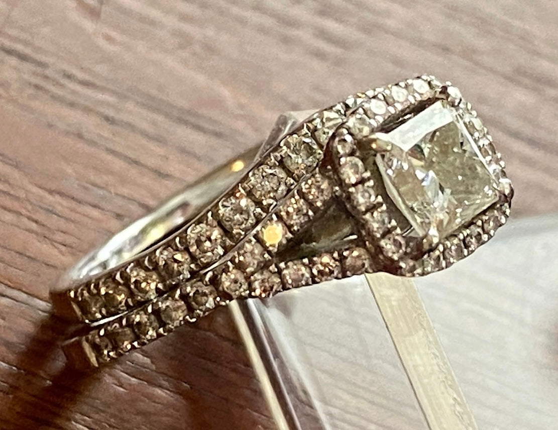 Rogers & Hollands 14k White Gold 1/2ct Princess Cut Wedding Set Sz 4