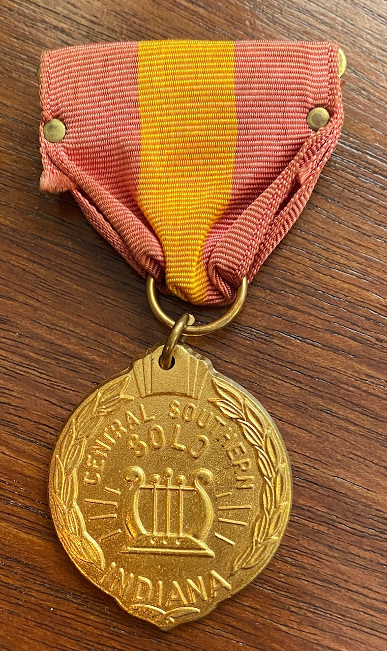 Vintage Central Southern Indiana Solo Music Medal Ribbon Brooch School Pin
