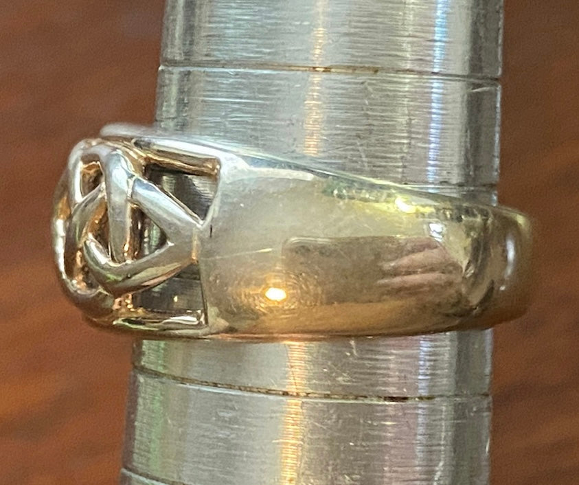Sterling Silver 925 Wide Woven Knot Band Ring Sz 7.75