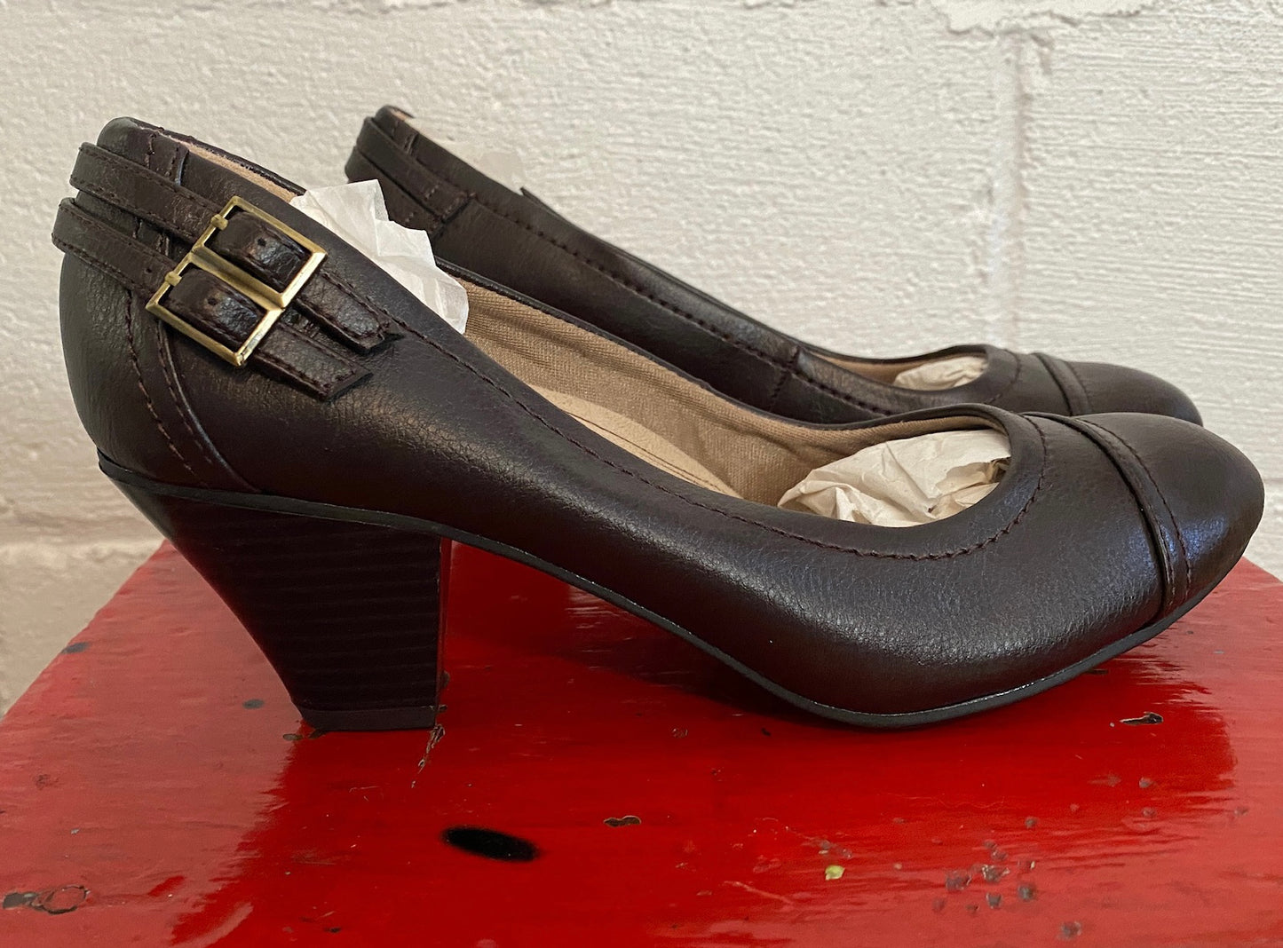 Life Stride Active Arch Give Dark Chocolate Brown Lansing Slide on Pump Sz 9 M
