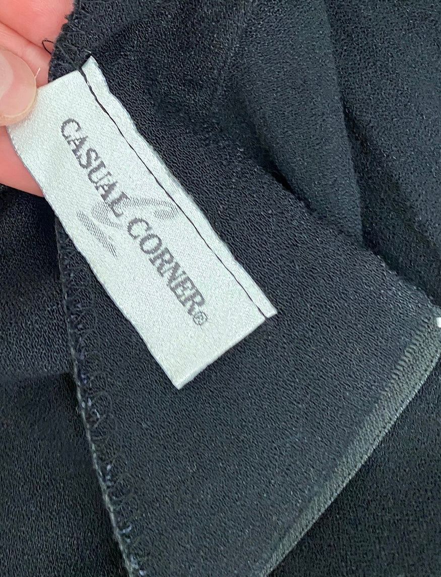Vintage Casual Corner Crepe Black Fitted Long Dress Sz 14 L XL