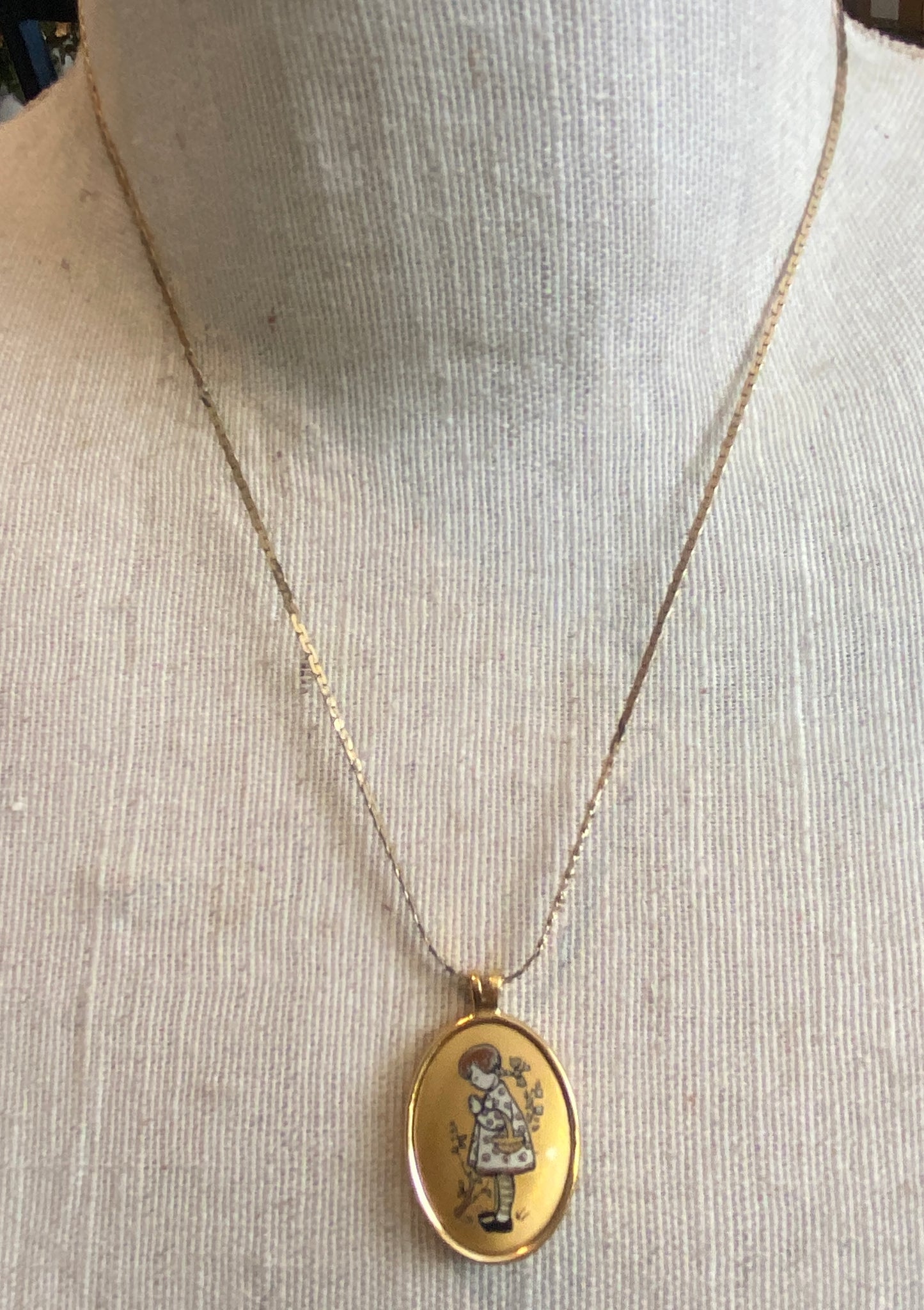 Limited Edition 70's Reed and Barton Berta Hummel Damascene Pendant Necklace