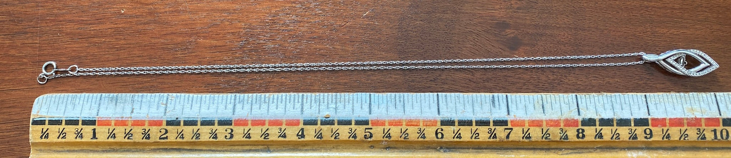 Sterling Silver 925 Diamond Floating Stone Pendant Chain Necklace