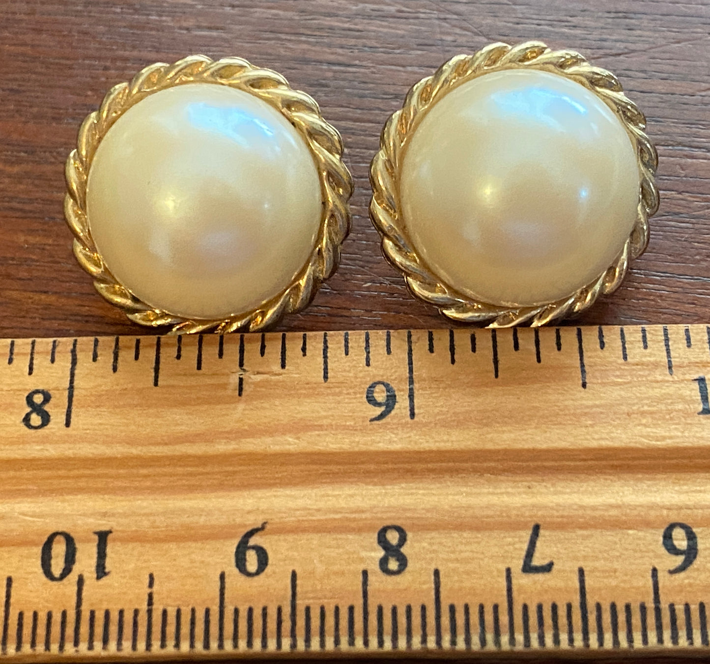 Vintage Faux Pearl Cabochon Adrienne Picard Pierced Earrings