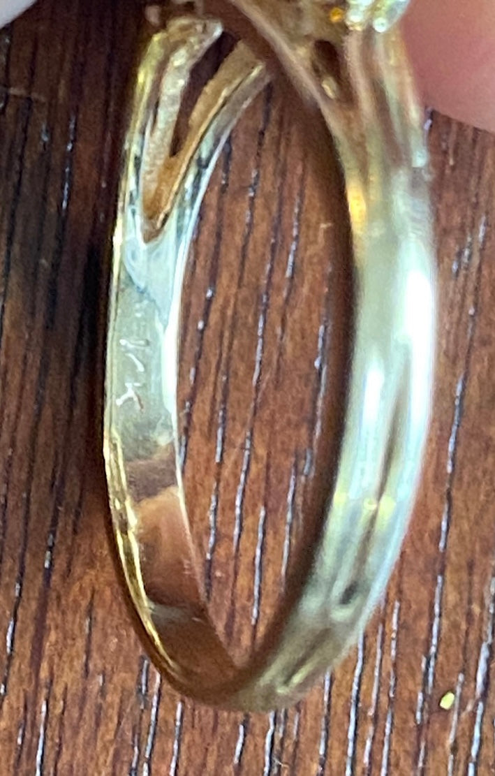 14k Yellow Gold Round Tapered Baguette Diamond Cluster Ring Sz 7.5