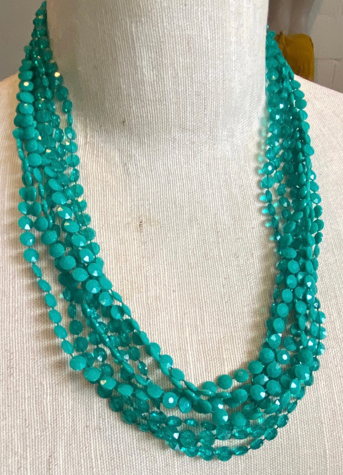 Vintage Teal Green Multistrand Necklace