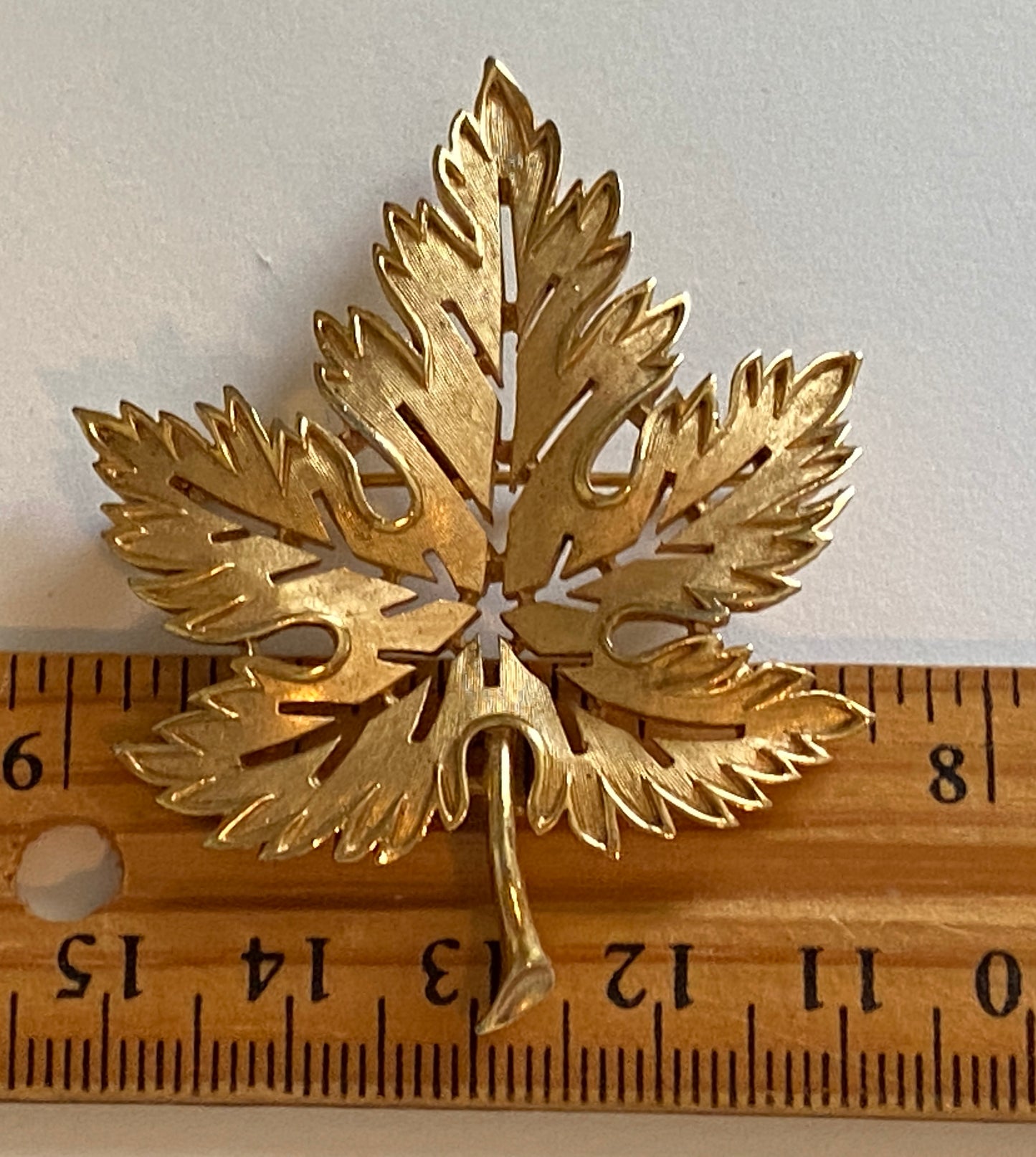 Vintage Trifari Leaf Gold Tone Metal Brooch Pin