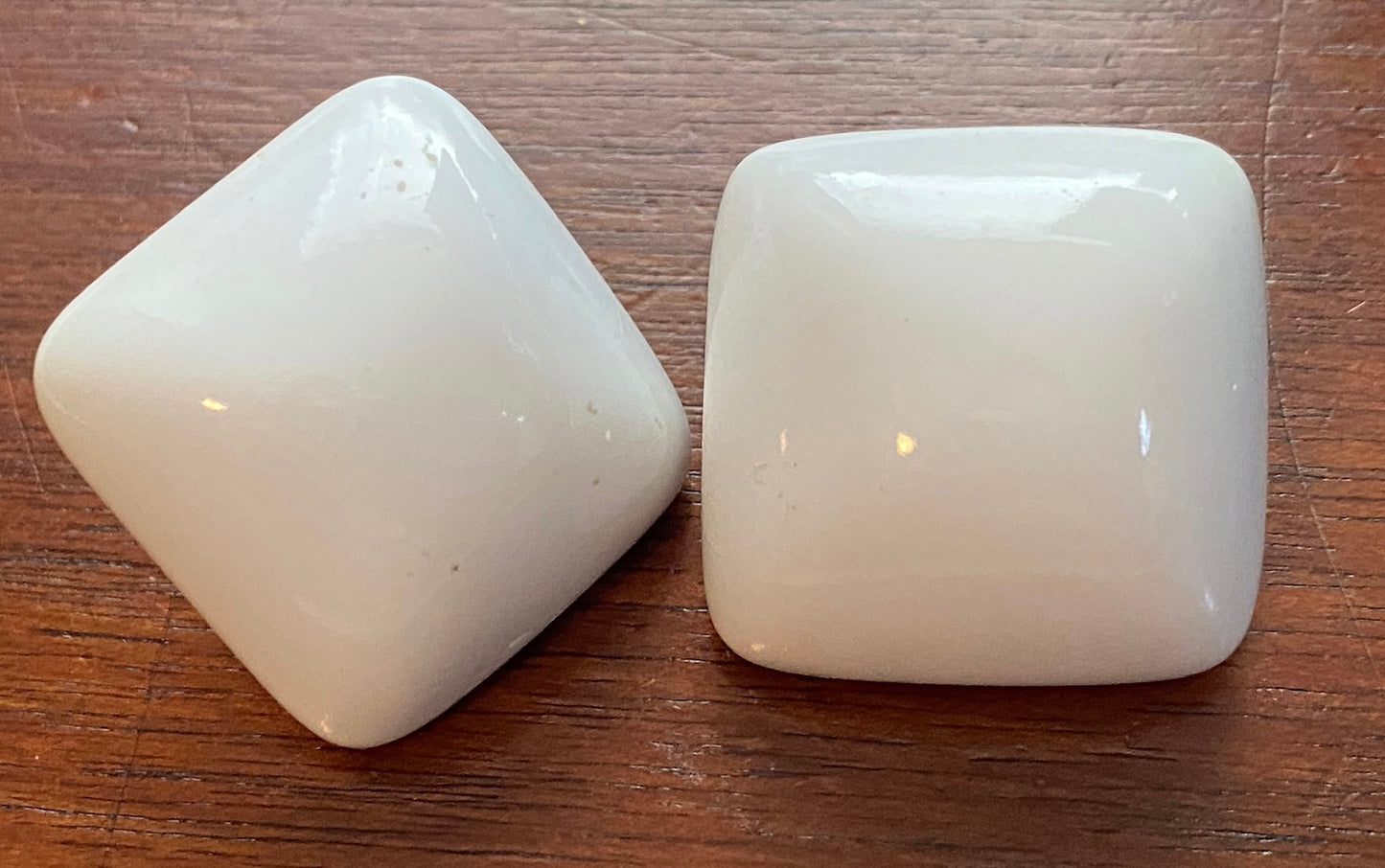 Vintage 80's White Large Sugar Loaf Plastic Pierced Earrings