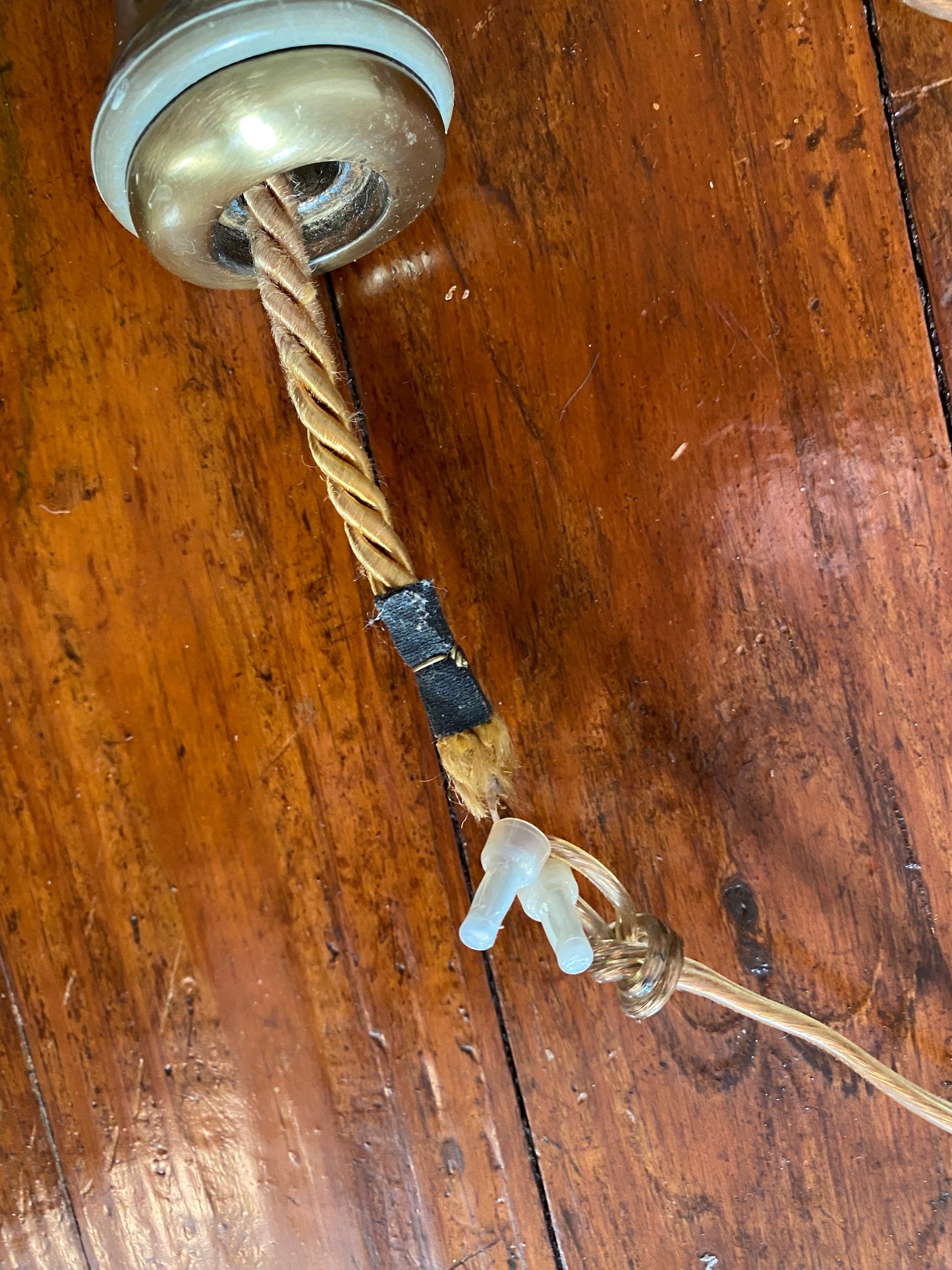 Vintage Colonial Premier Brass Hanging Sconce Light Lamp Floral Shade