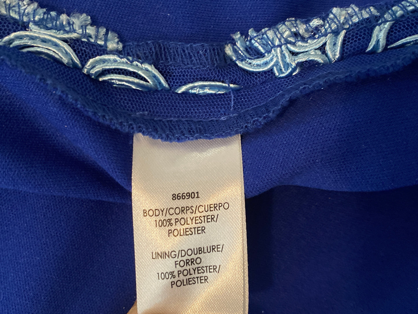 JS Collection Soutache Trim Embroidered Two Tone Blue Dress Sz 8