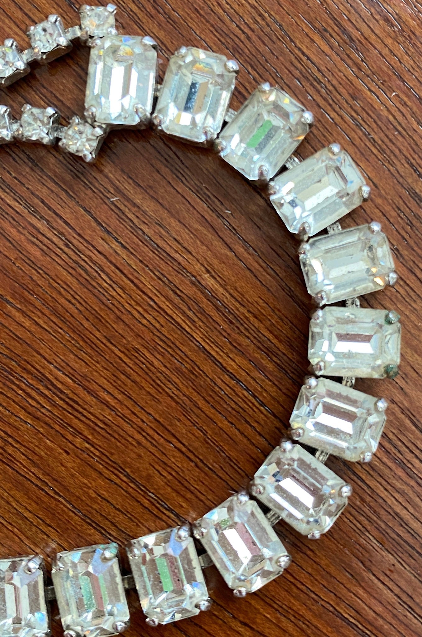Vintage Silvertone Rhinestone Choker Necklace