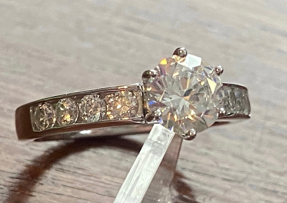 Sterling Silver 925 CZ Channel Set Round Solitaire Engagement Ring