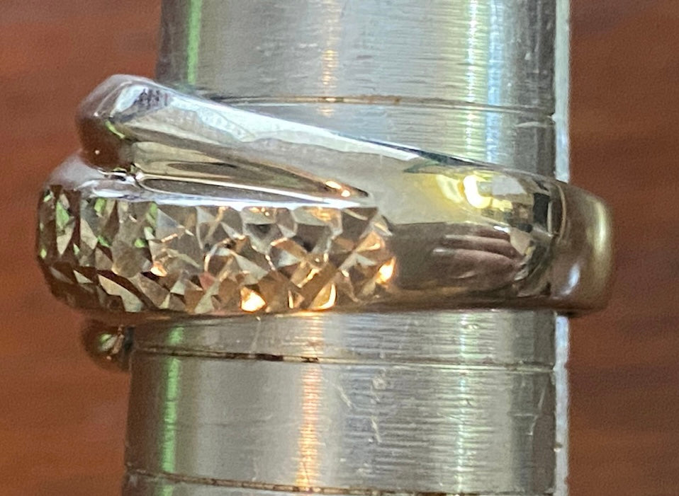 Sterling Silver 925 Wide Modern Style Ring Sz 7.50 Signed
