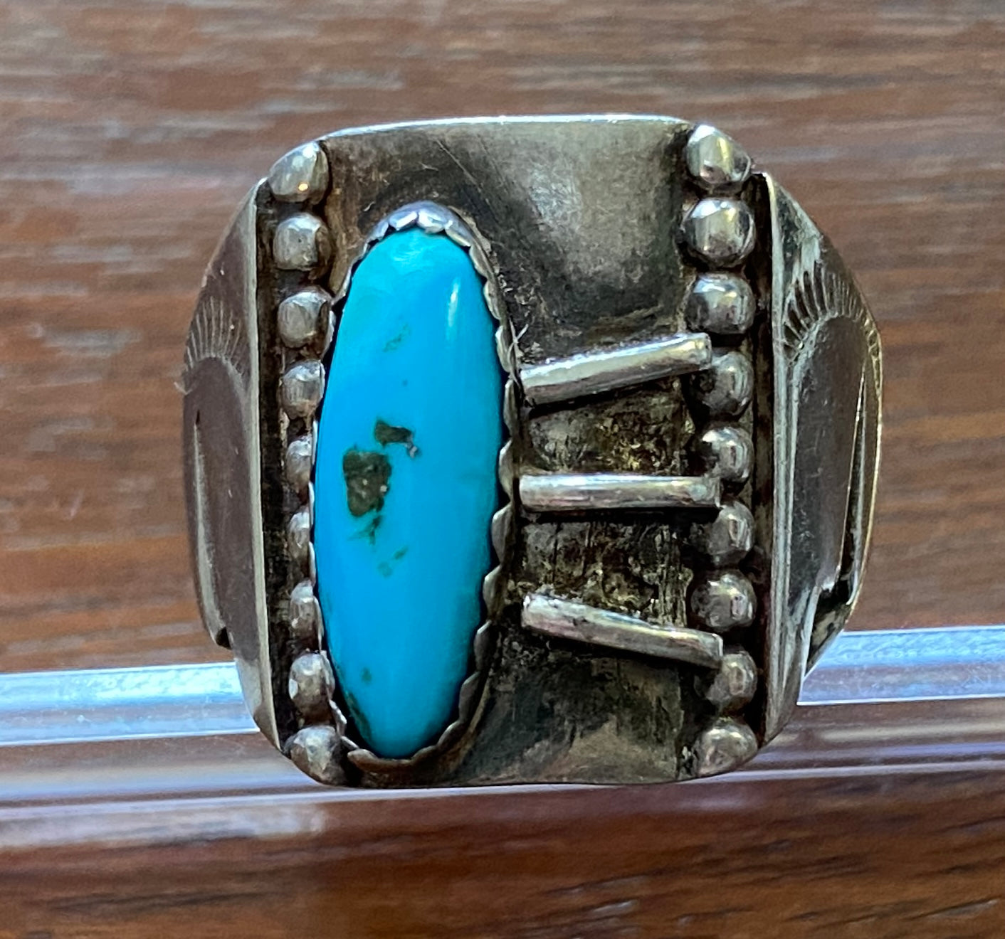 Sterling Silver 925 Turquoise Old Pawn Ring Sz 8