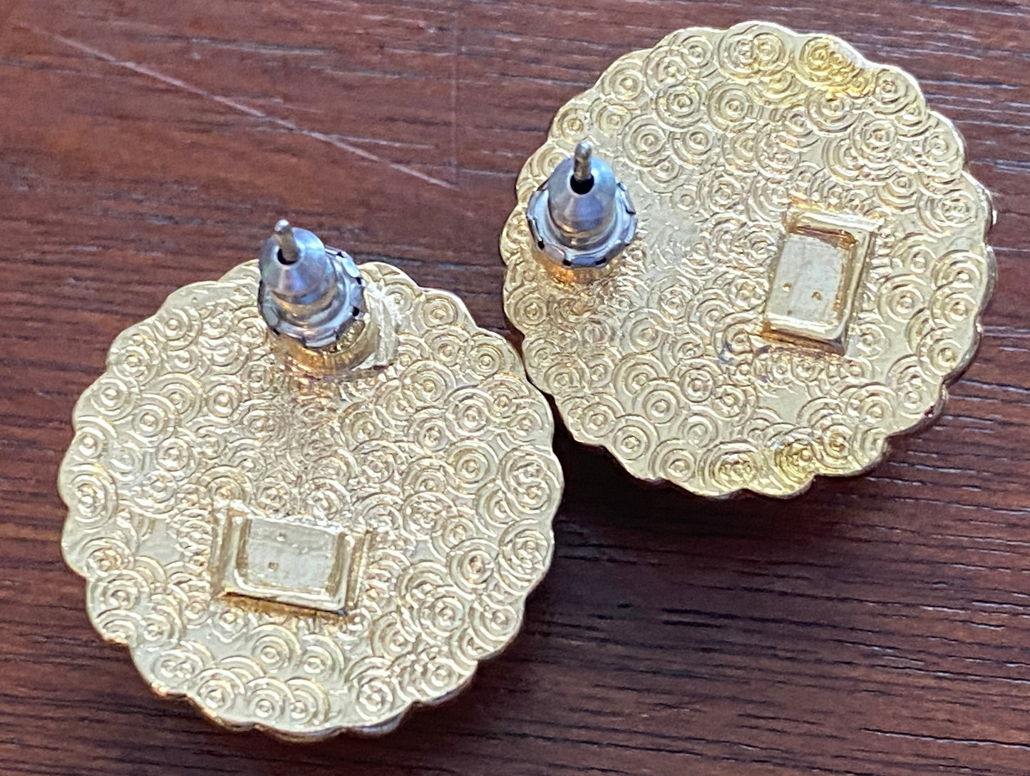 Vintage Faux Pearl Cabochon Adrienne Picard Pierced Earrings