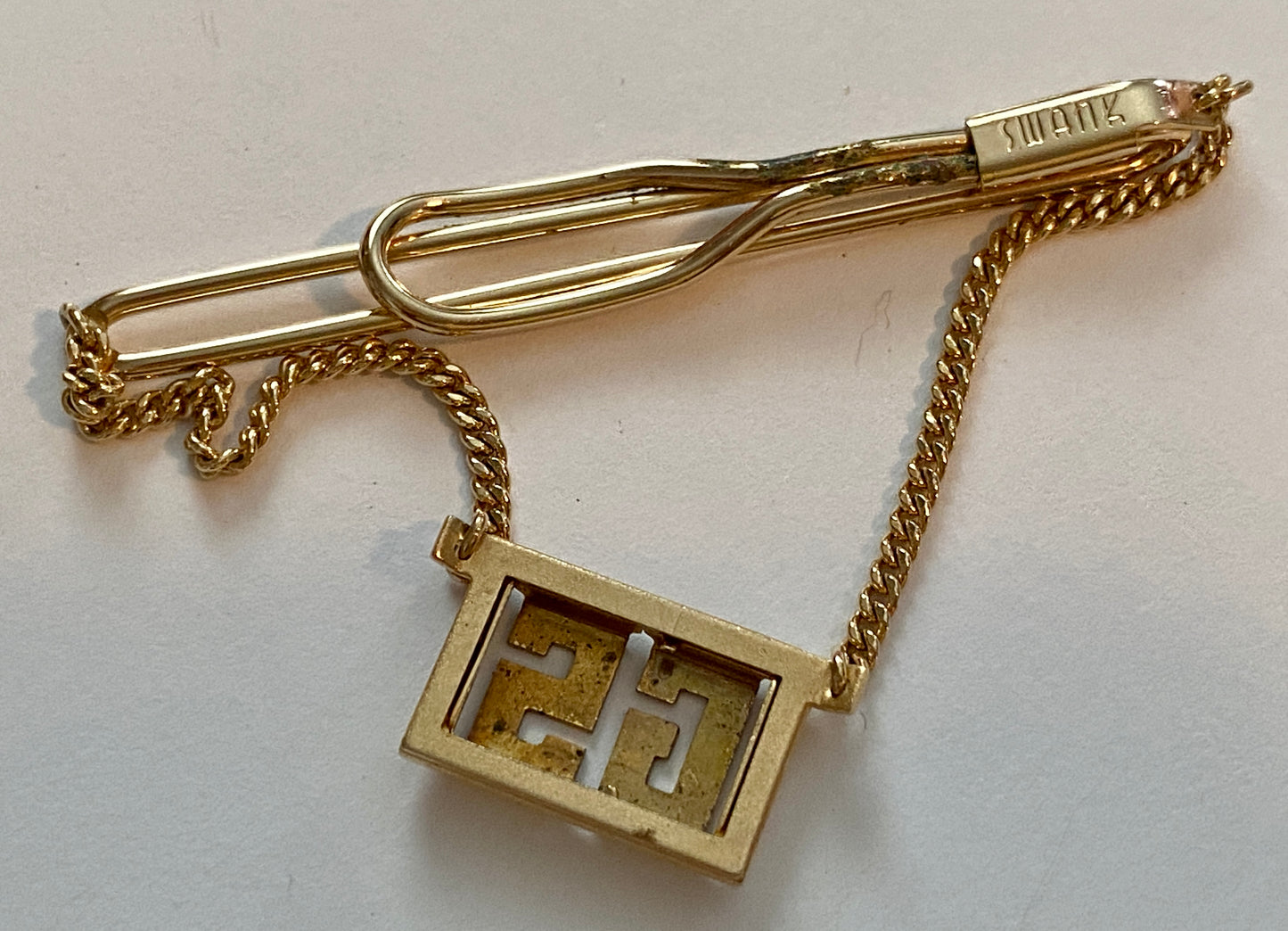 Vintage Swank Gold Tone GS Initial Tie Bar Clip