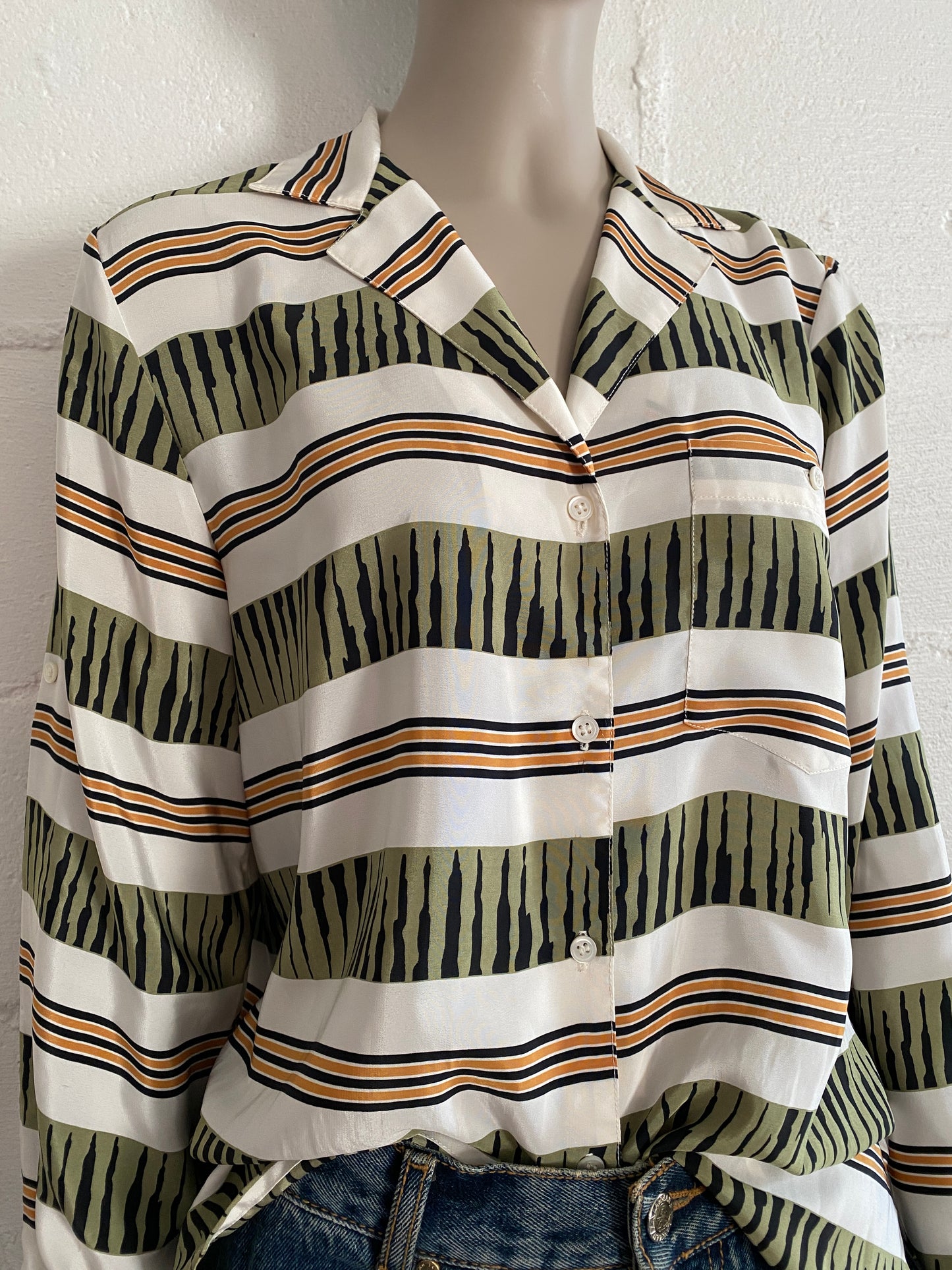 Vintage 90's Liz Claiborne Graphic Print Button Blouse Poly