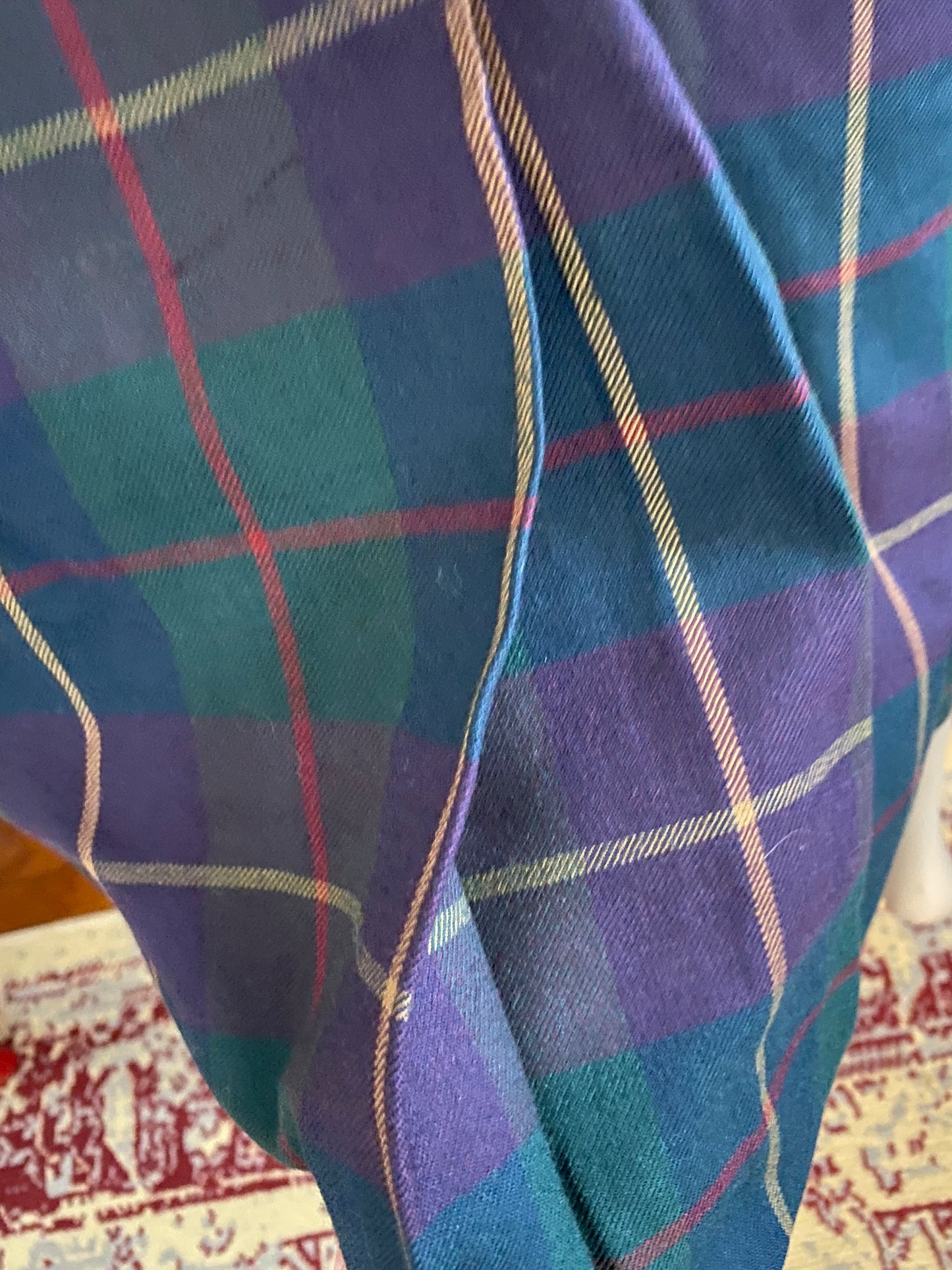 Vintage Jones New York 100% Pure Wool Plaid High Waist Skirt Sz 14 Pockets