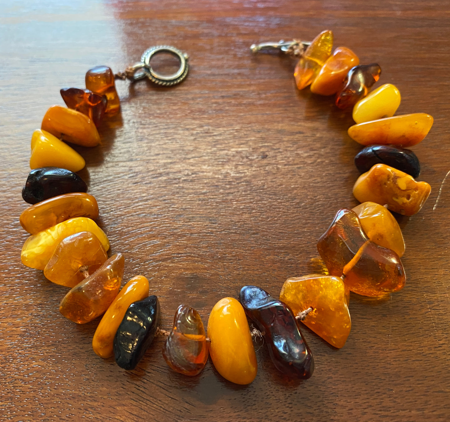 Vintage Amber Running Bracelet Toggle Clasp