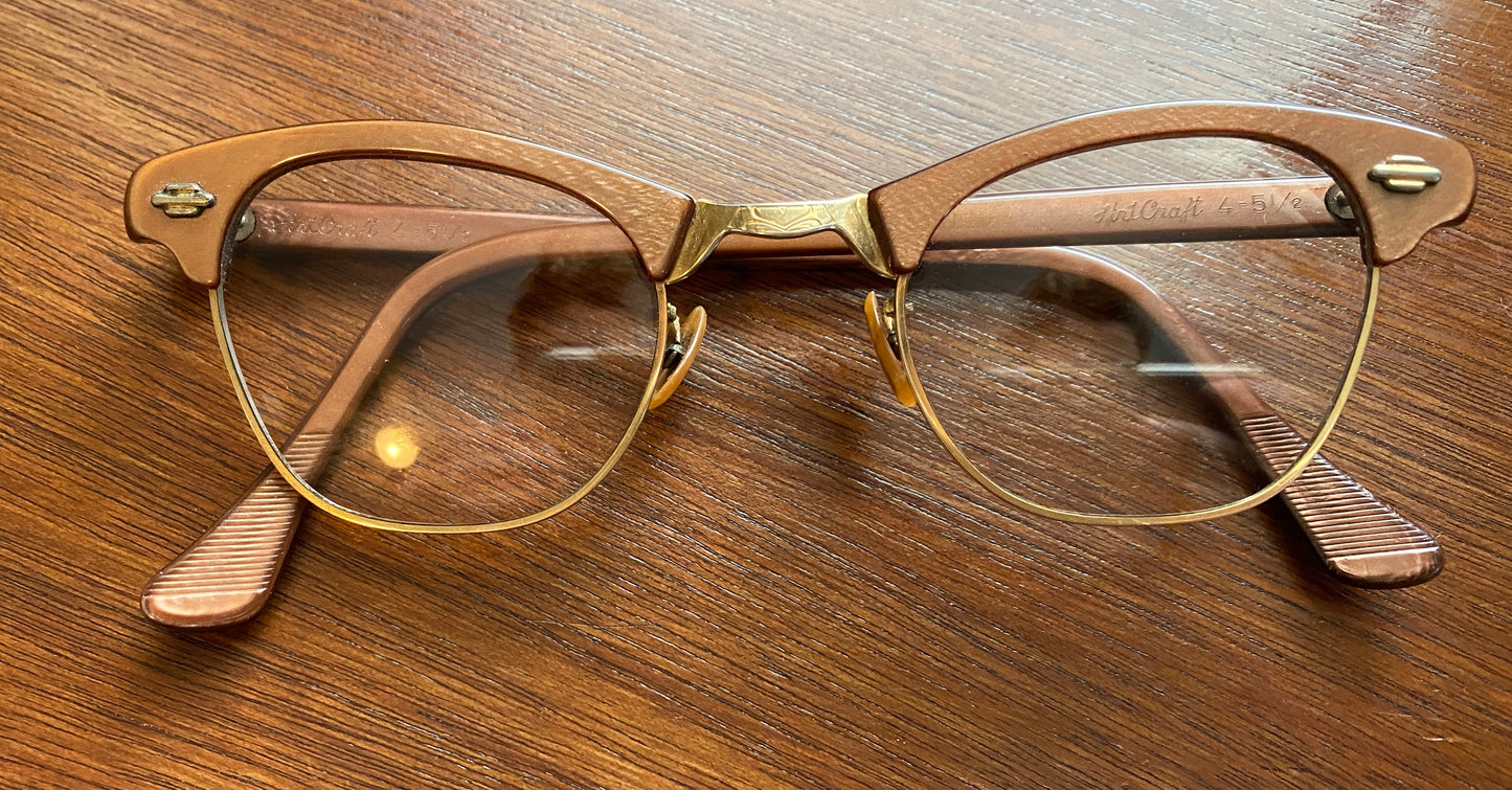 Womens Vintage Artcraft Gold Filled Cat Eye Glasses Eyeglasses