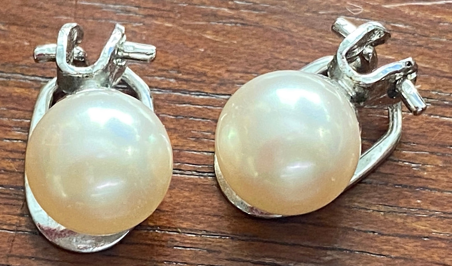 High Quality Sterling Silver 925 Faux Pearl Clip on Earrings