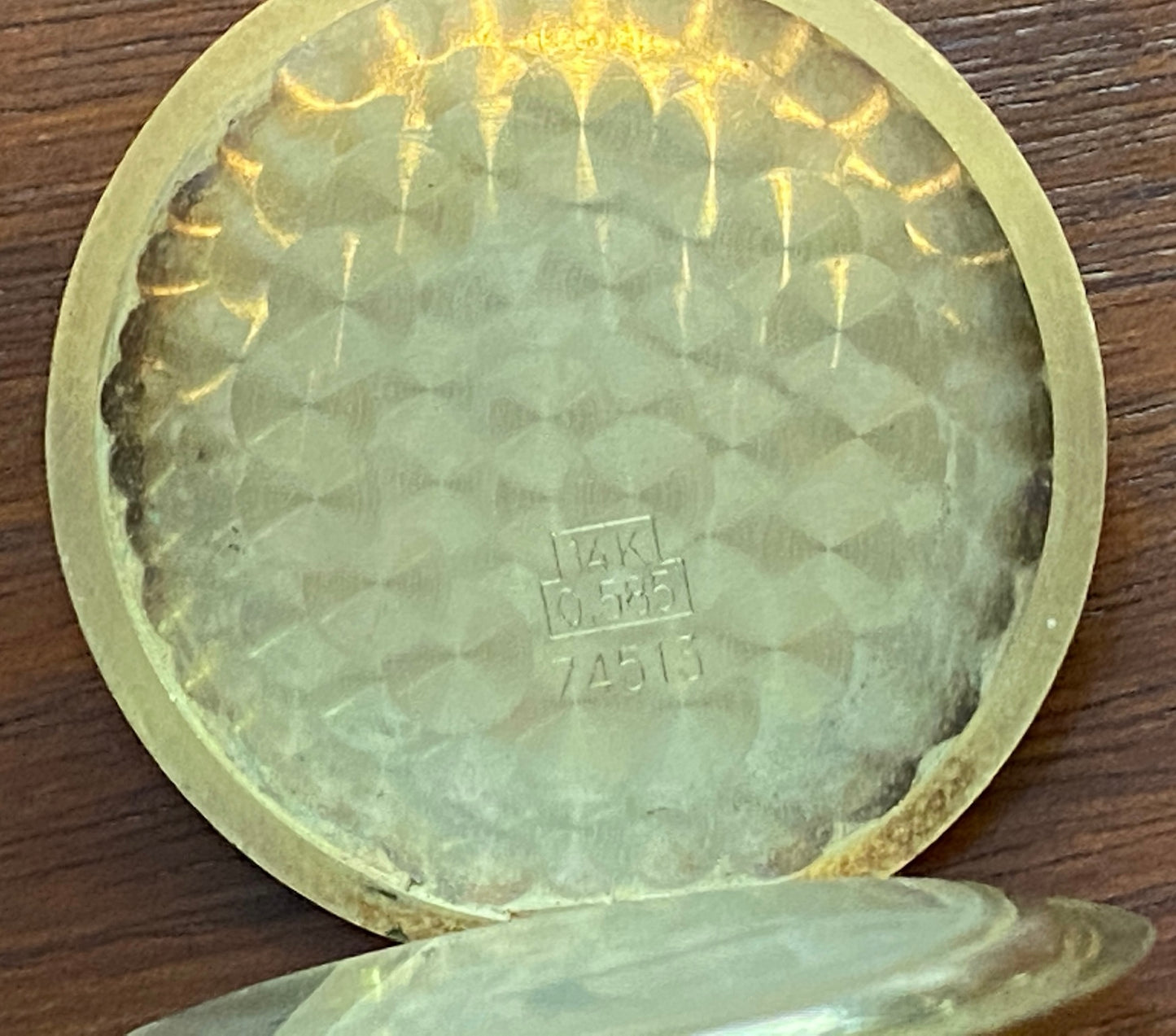 Vintage De Lux Incabloc Solid 14k Yellow Gold Pocket Watch Case w Movement