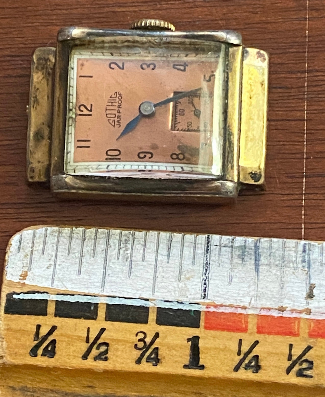 Vintage 10k Rolled Gold Gothic Jar Proof 17j Manual Wind Mens Wristwatch