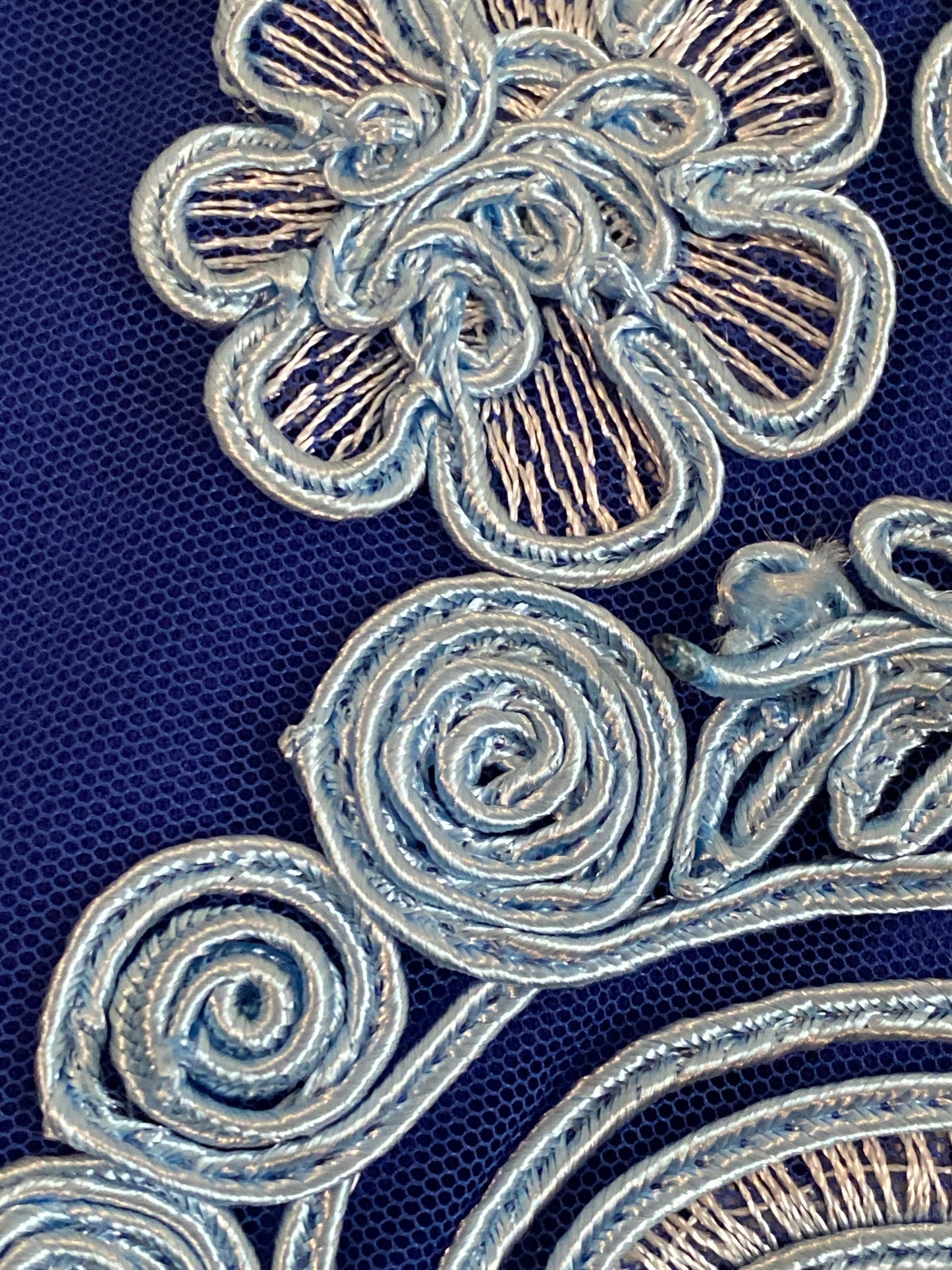 JS Collection Soutache Trim Embroidered Two Tone Blue Dress Sz 8