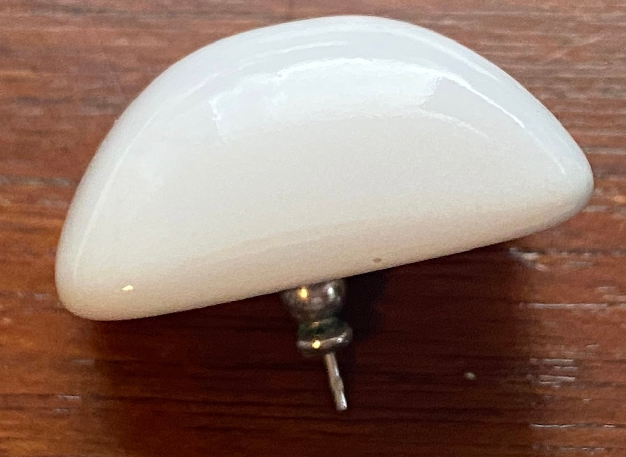 Vintage 80's White Large Sugar Loaf Plastic Pierced Earrings