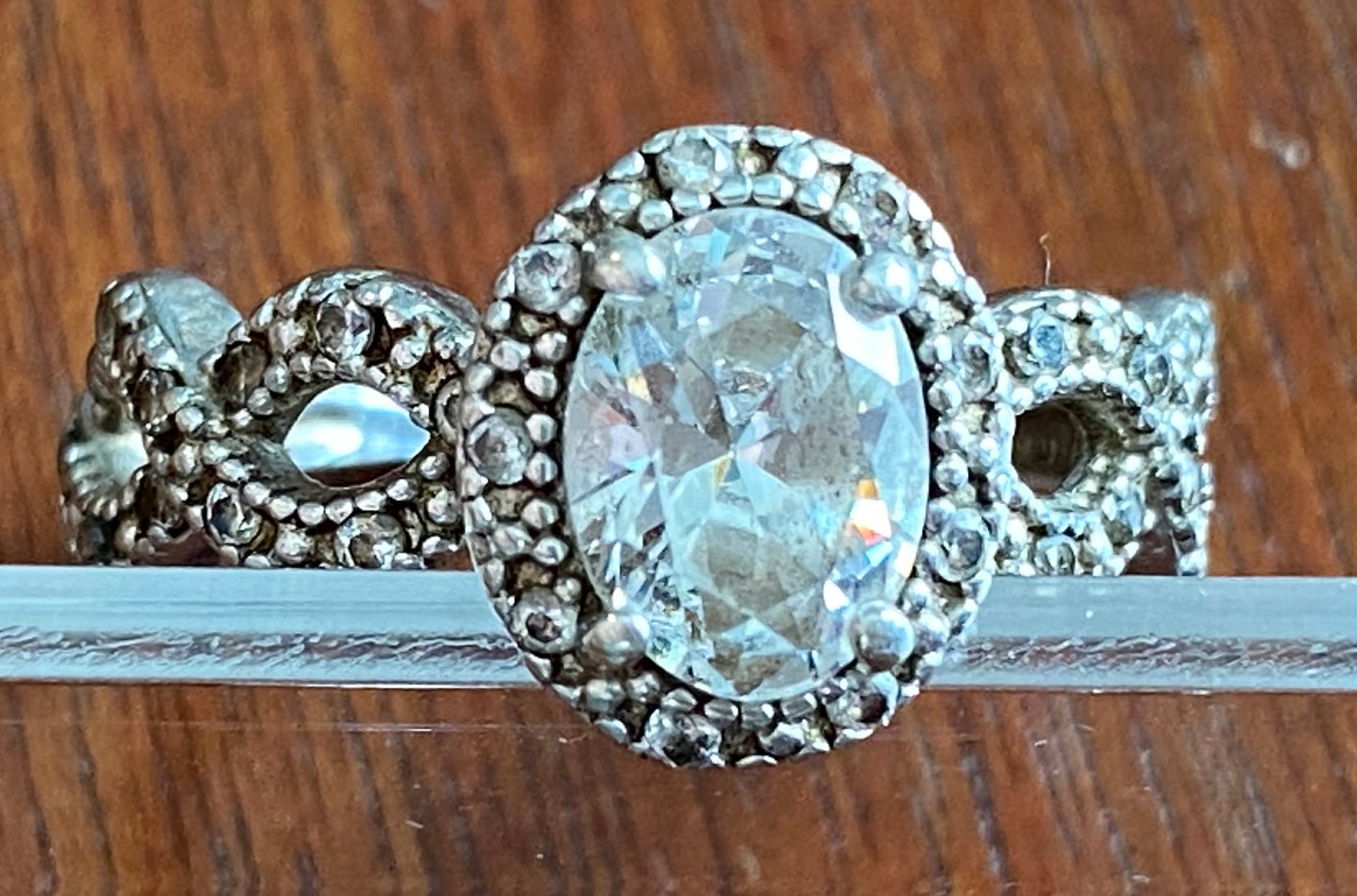 Sterling Silver 925 1.25ct Cubic Zirconia Ring Sz 6.25 Open Design