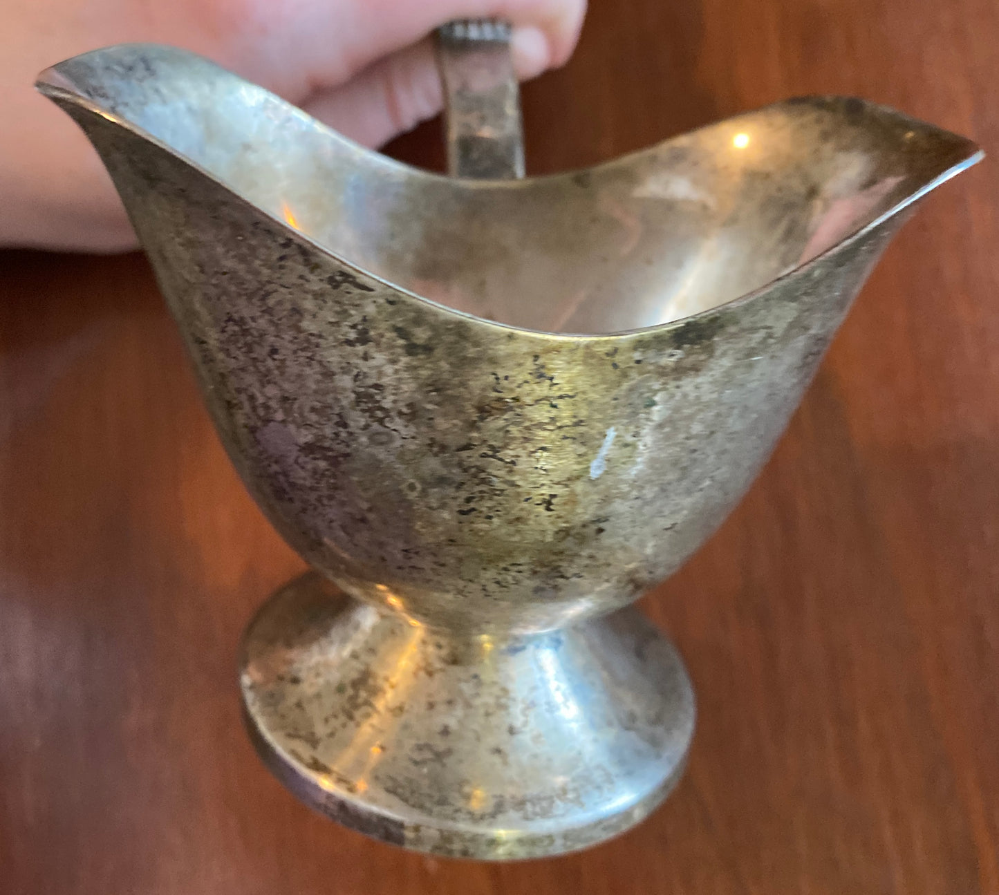 Vintage Three Crowns Silversmiths Double Spout Gravy Boat Bowl Silverplate