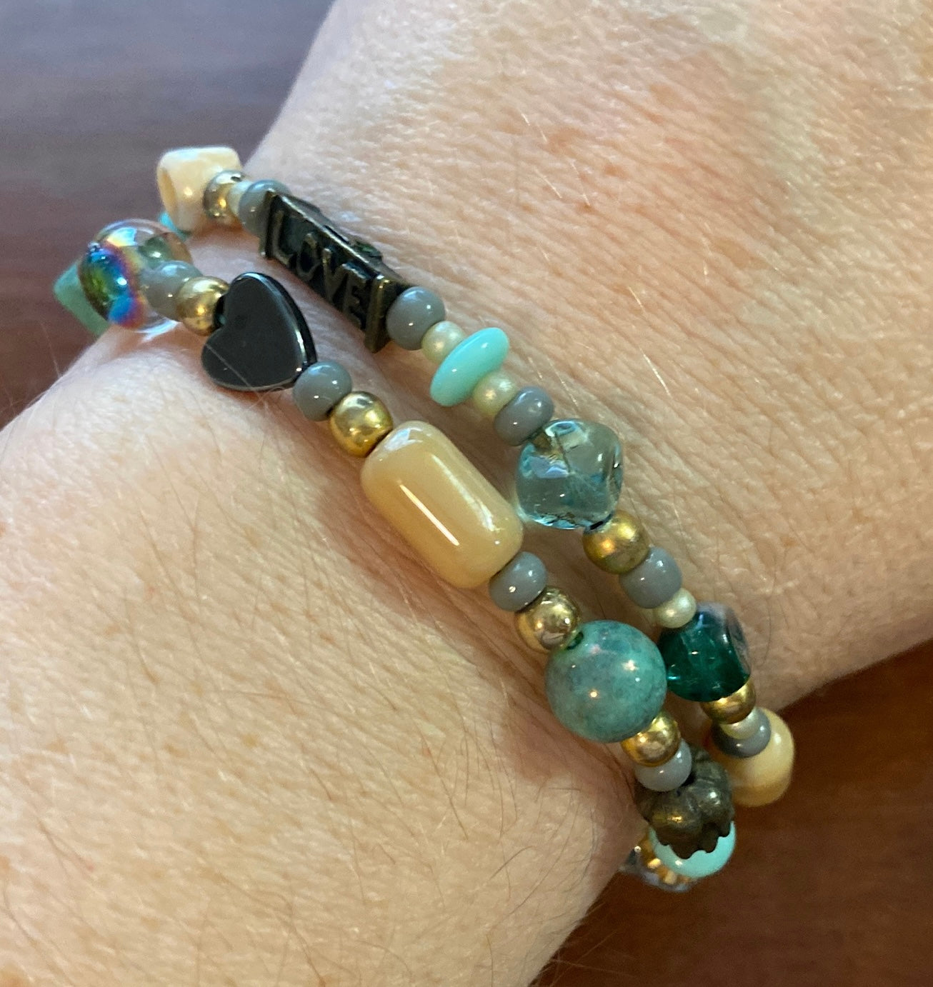 14k Yellow Gold Hematite Polished Stone I Love You Moon Star Jewelry Set