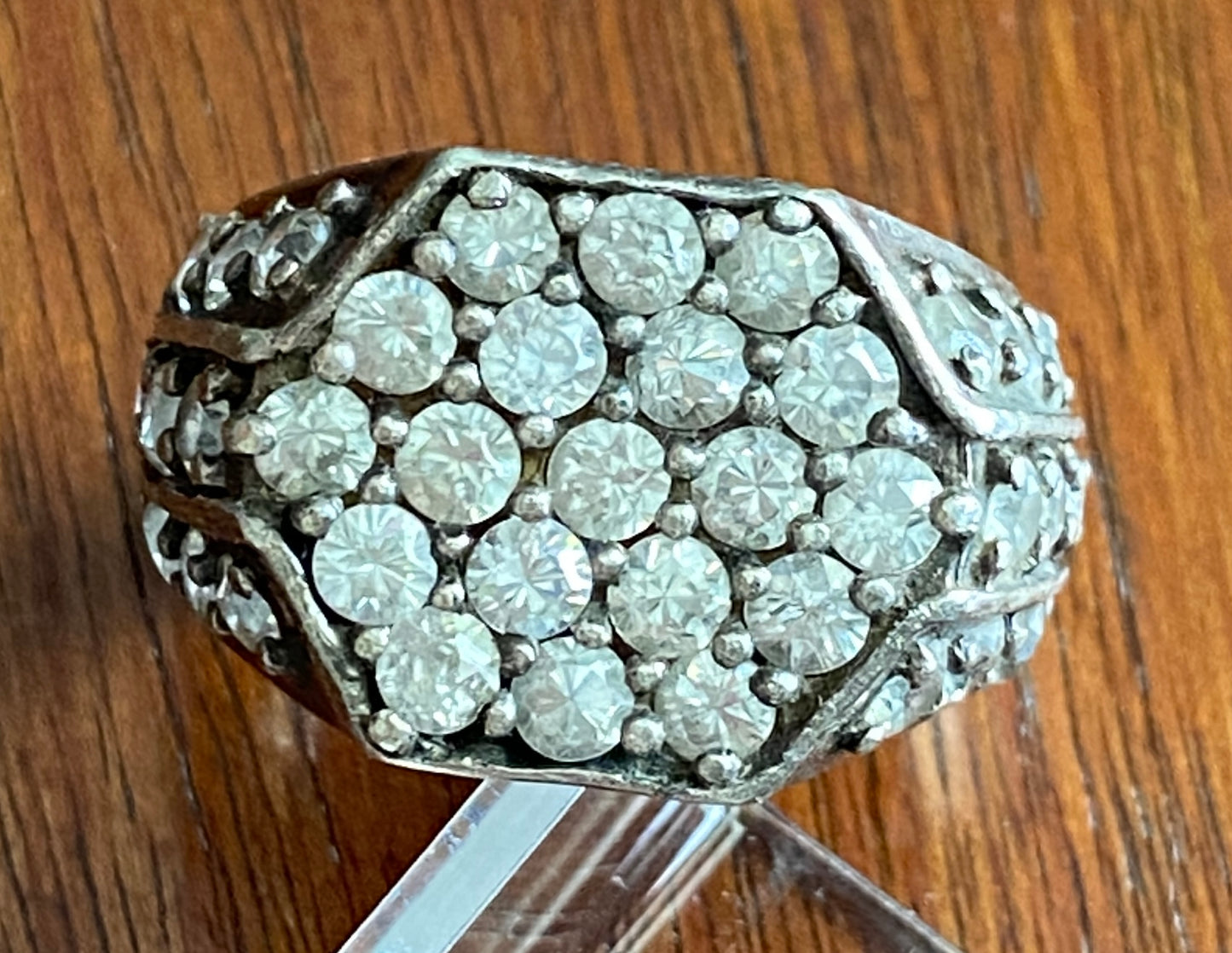 Mens Sterling Silver 925 Pave Cubic Zirconia Ring Sz 8.5