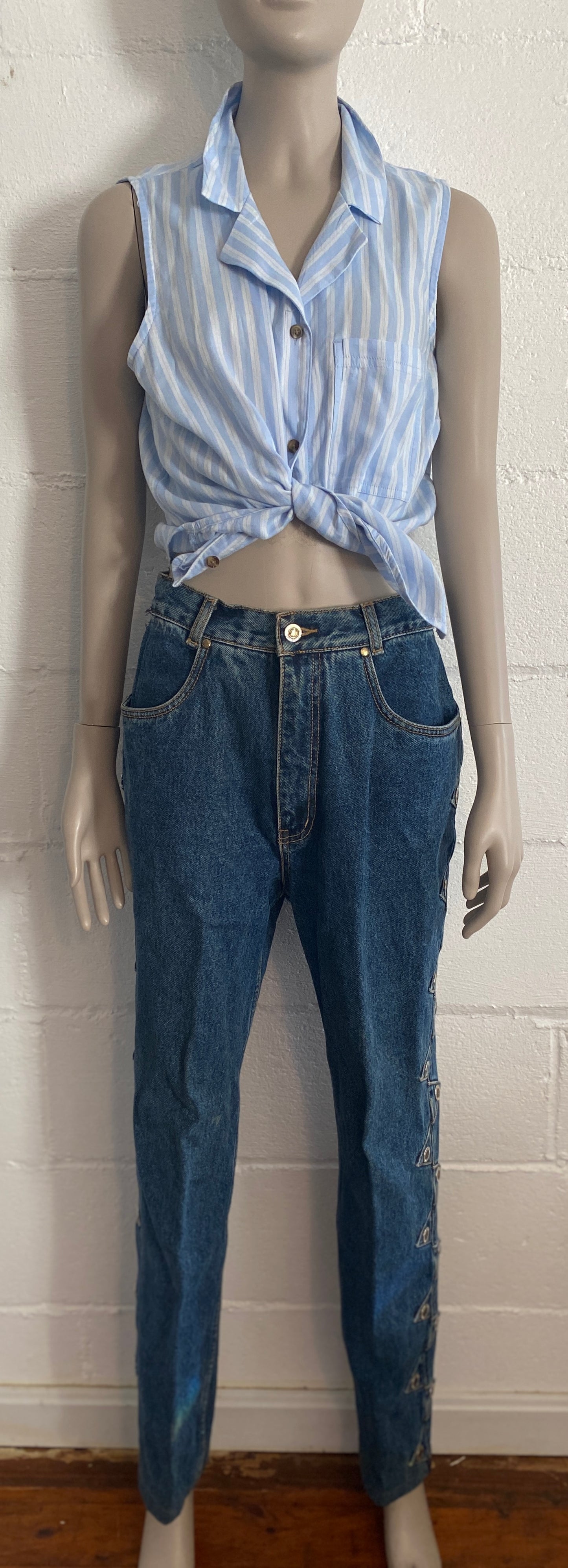 Vintage Lawman Western Rodeo Stud High Rise Jeans Sz 11 Cowboy