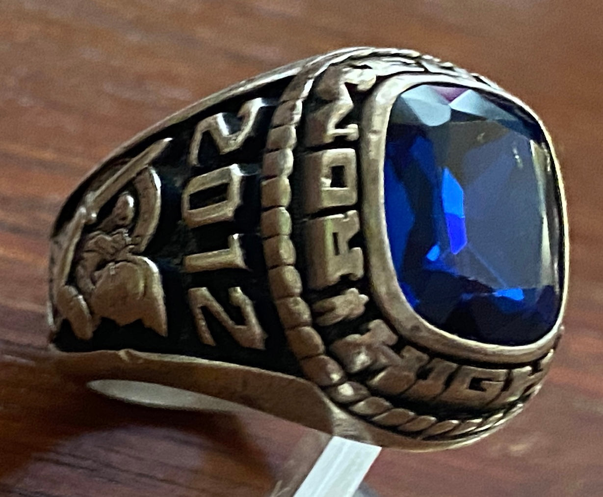 2012 Romeoville High Semper Fi Class Ring Sz 8 Blue Glass Stone