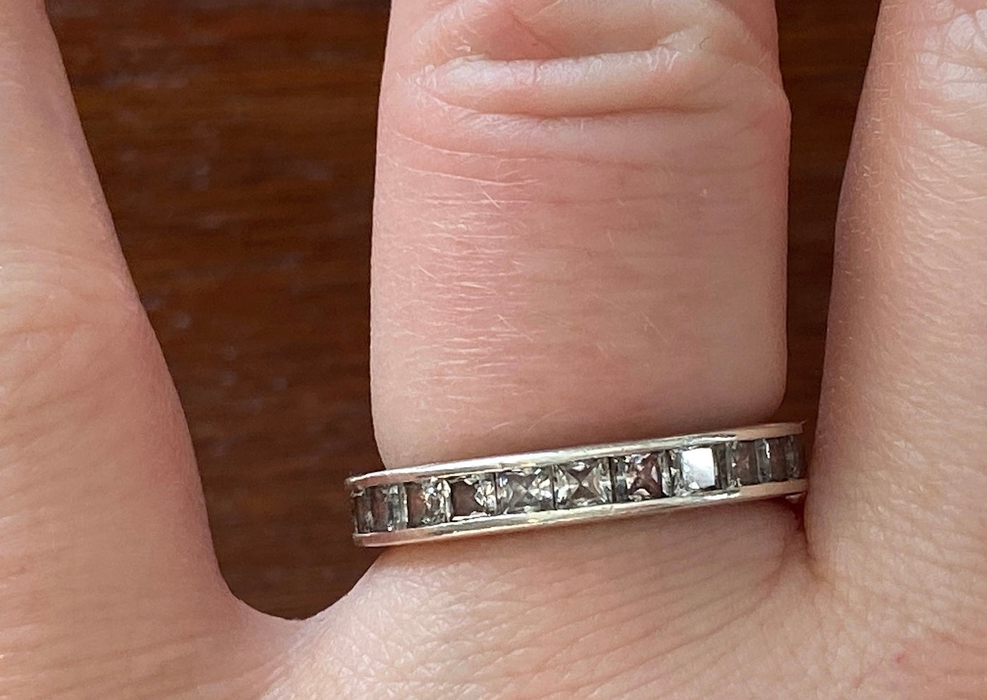 Sterling Silver Princess Cut CZ Eternity Band Ring Sz 7