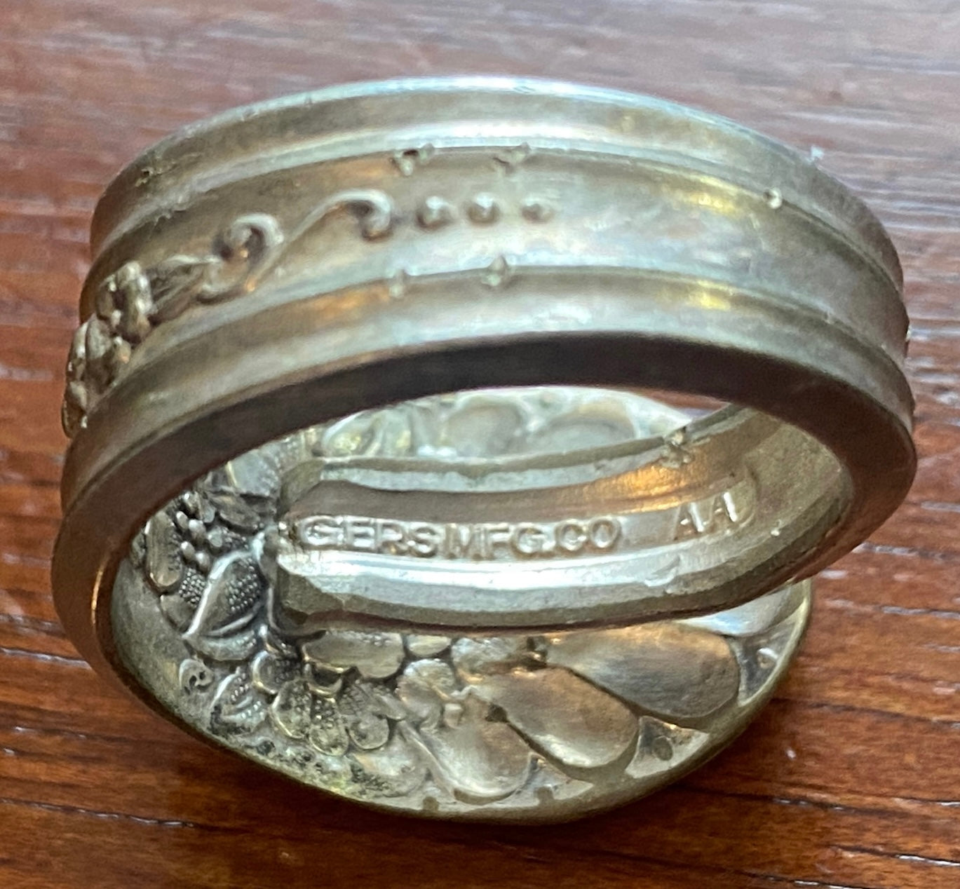 Vintage Rogers and Co Silver Tone Spoon Ring
