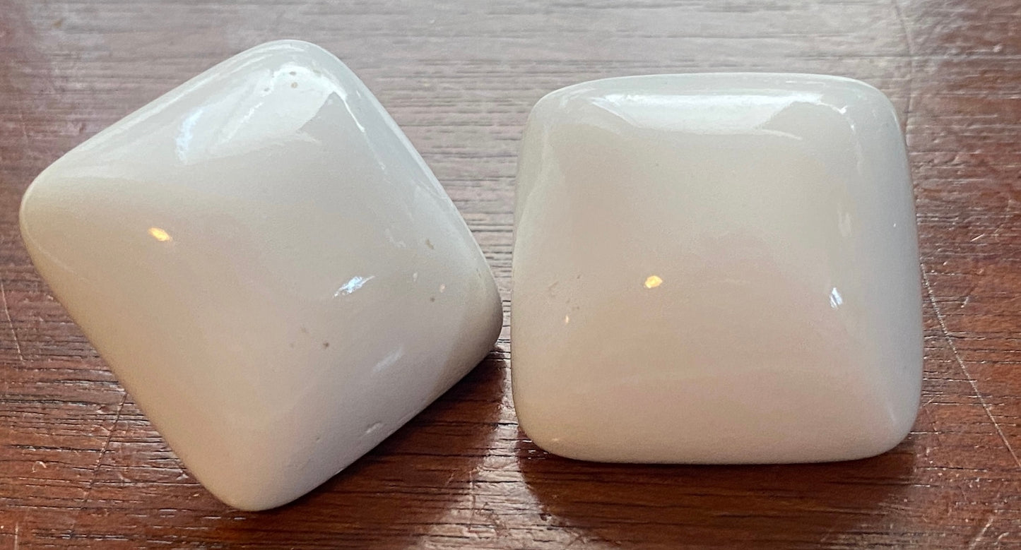 Vintage 80's White Large Sugar Loaf Plastic Pierced Earrings