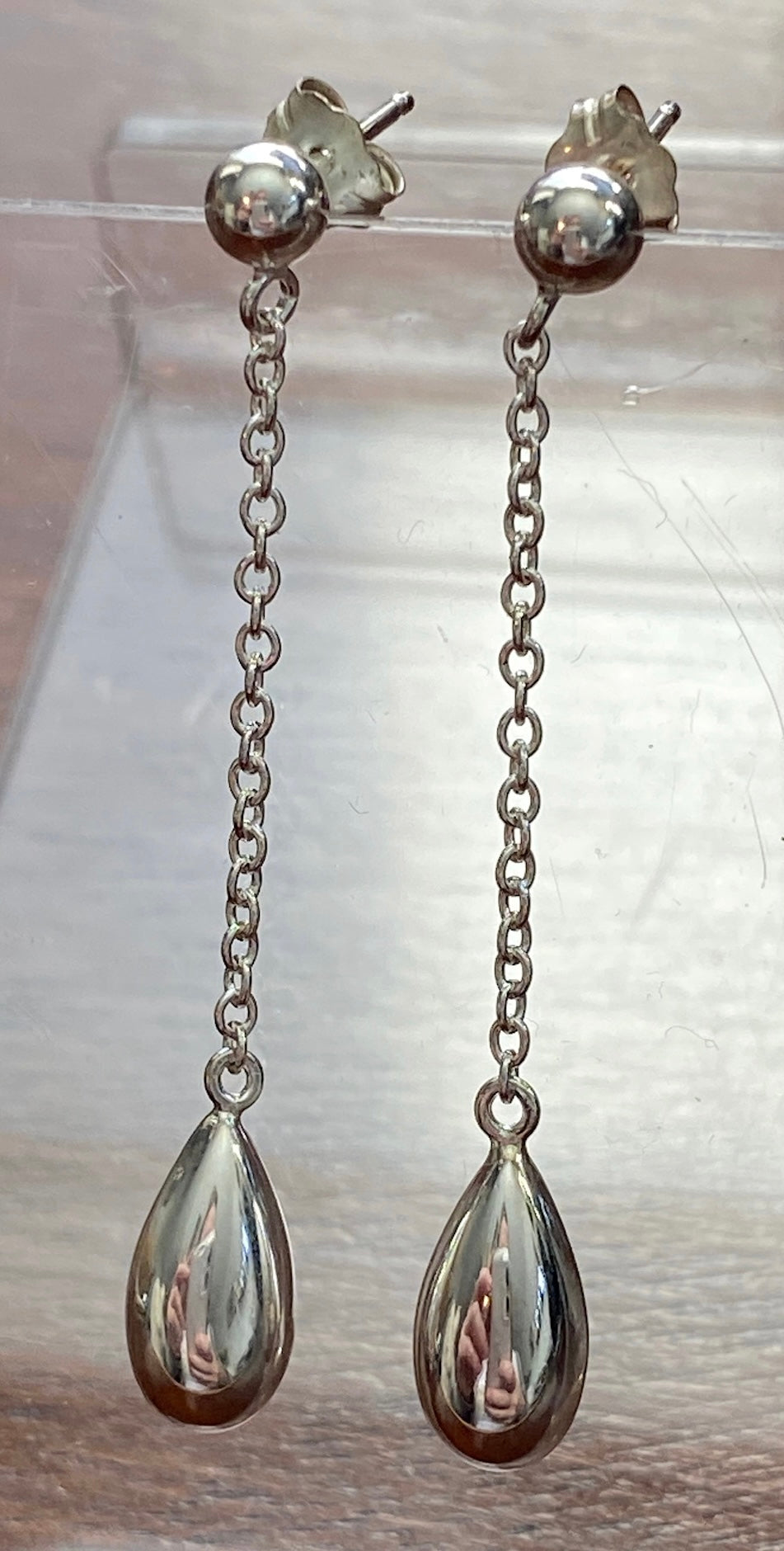 JCM Sterling Silver 925 Drop Dangle Tear Drop Dangly Pierced Earrings