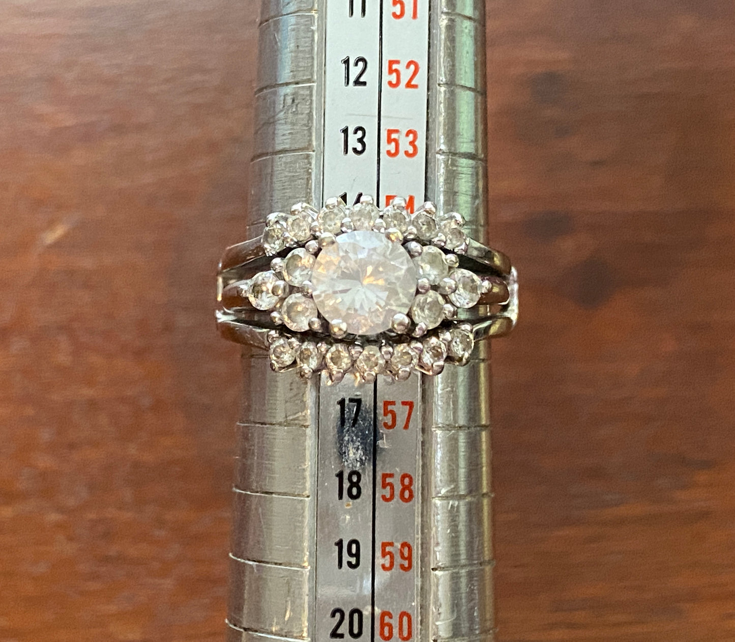 10k White Gold CZ Wedding Engagement Band Ring Set Sz 7 CZ Stones