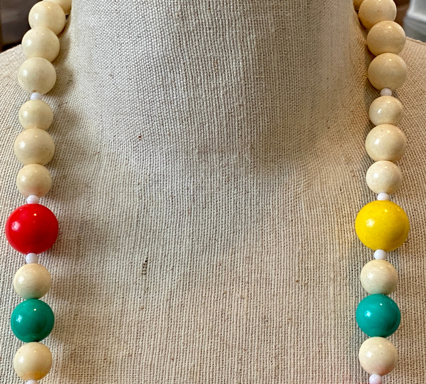 Vintage Chunky Lacquered Wood Bead Strand Necklace