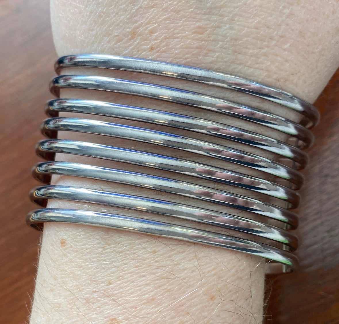 Vintage Sterling Silver 950 Taxco Ribbed Wide Cuff Bracelet T5-22