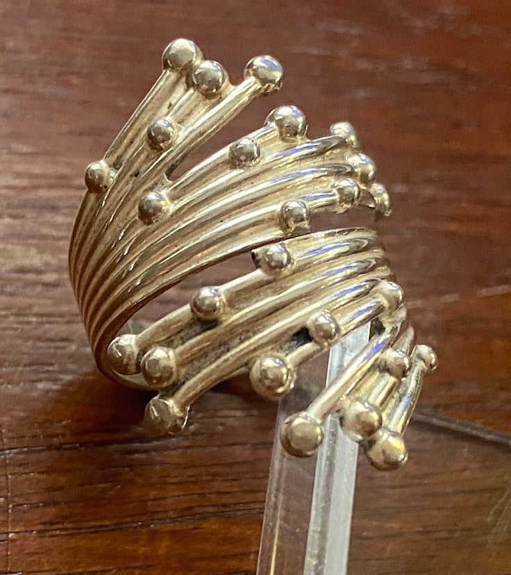 Sterling Silver 925 Modernist Wrap Ring Sz 5.5 - 5.75 Signed Beau