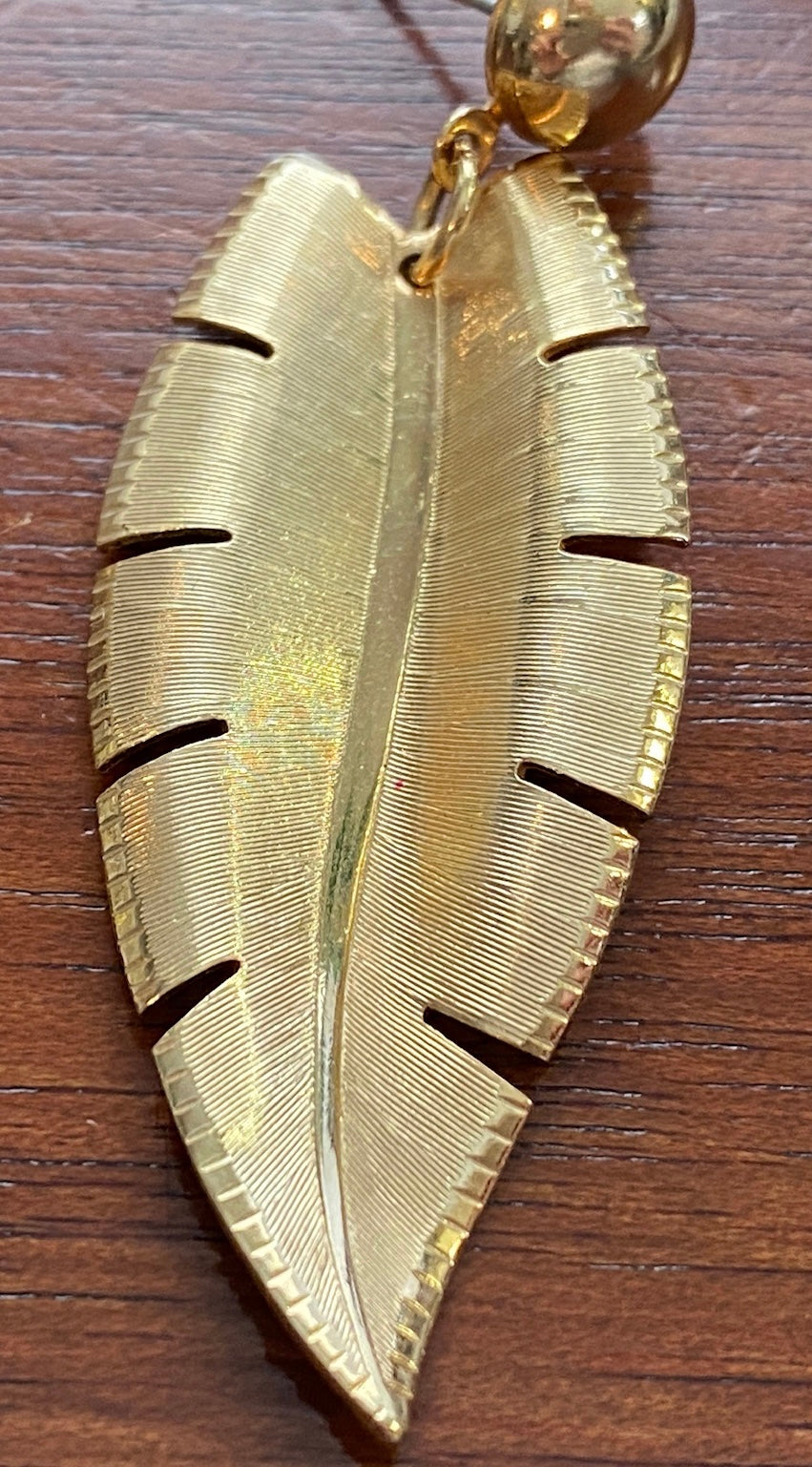Vintage Two Tone Gold Metal Drop Dangly Leaf Pierced Earrings