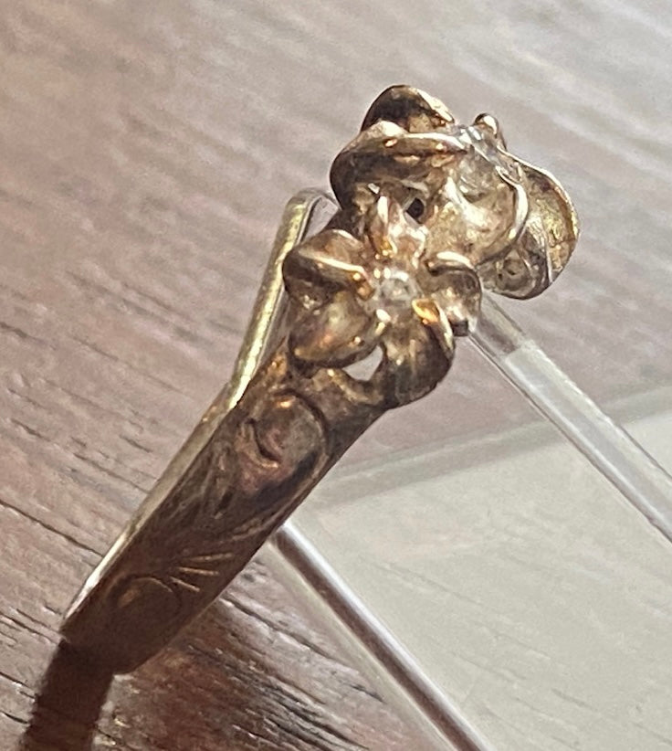Sterling Silver 925 CZ Flower Ring Sz 5